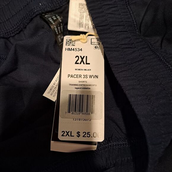 Adidas 3-Stripes Pacer Woven Shorts Navy Blue AeroReady NWT Womens Size 2XL New - Picture 7 of 13
